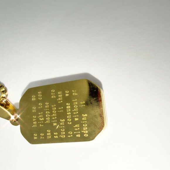 18K Gold Plated Stainless Steel Necklace Black Pendant - Picture 12 of 12